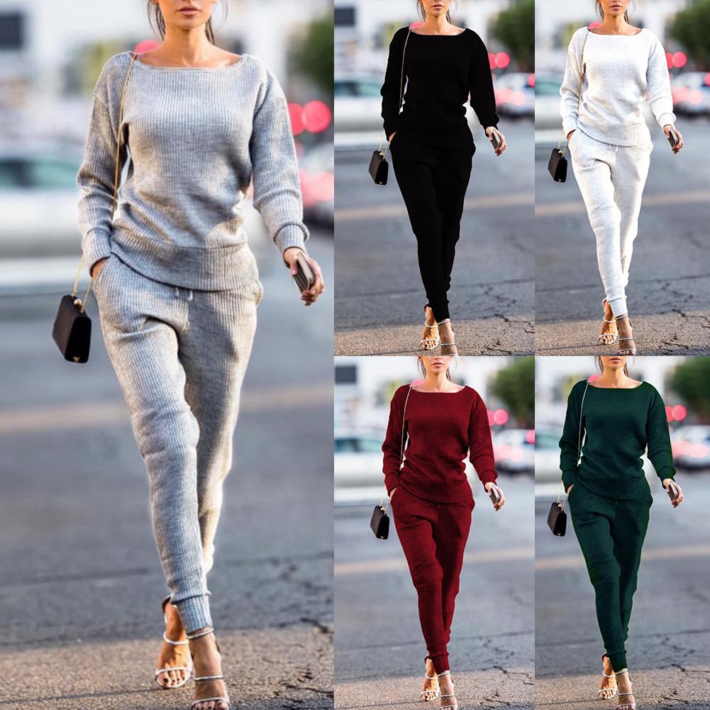 Mariama Two Piece Ribbed O Neck Tracksuit (S-2XL)