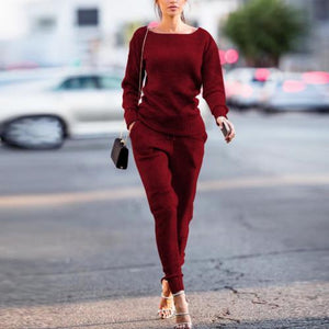 Mariama Two Piece Ribbed O Neck Tracksuit (S-2XL)