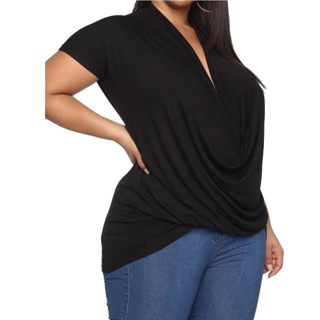 Hasana Plus Size Chiffon V-neck Blouse