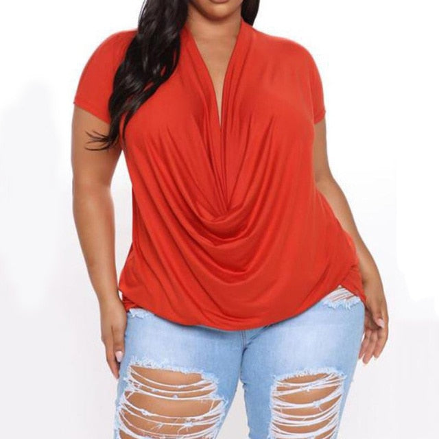 Hasana Plus Size Chiffon V-neck Blouse