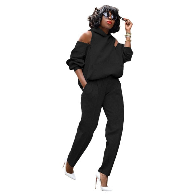 Nichelle Backless Hoodie Two Piece Set Zipper Cut Out Set