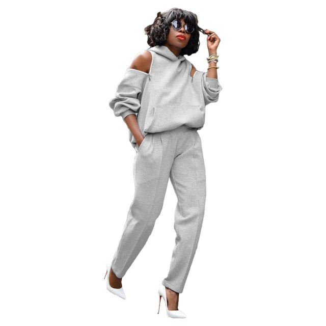 Nichelle Backless Hoodie Two Piece Set Zipper Cut Out Set