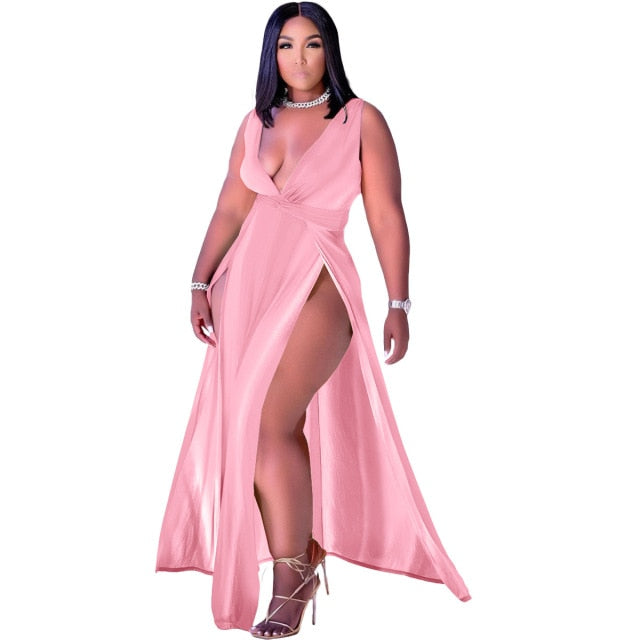 Bisa Long Sleeveless V-neck Maxi Dresses