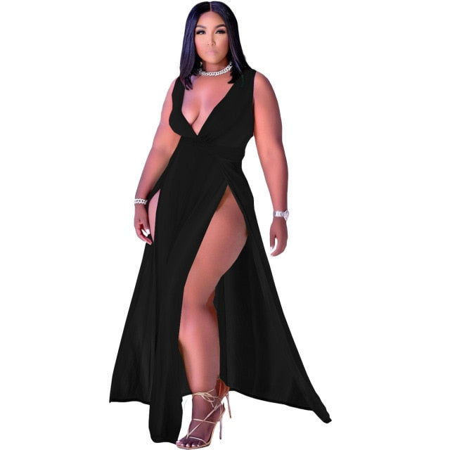 Bisa Long Sleeveless V-neck Maxi Dresses
