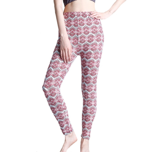 Ramla Printed Plaid Pencil Style Leggings (Elastic Waist Trousers)