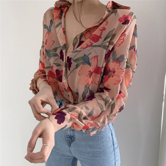 Ester Floral Print Chiffon Blouse