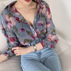 Ester Floral Print Chiffon Blouse