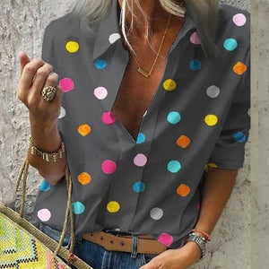 Quanesia Puff Shoulder Printed Blouse