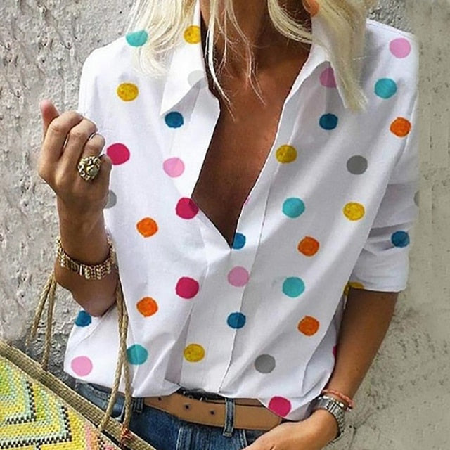 Quanesia Puff Shoulder Printed Blouse