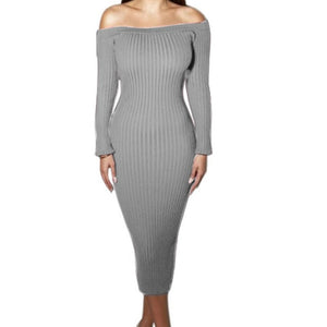 Seychelles Off Shoulder Ribbed Knitted Midi Dress (S-XL)