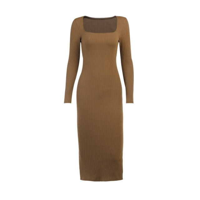 Seychelles Off Shoulder Ribbed Knitted Midi Dress (S-XL)