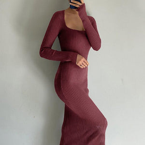 Seychelles Off Shoulder Ribbed Knitted Midi Dress (S-XL)