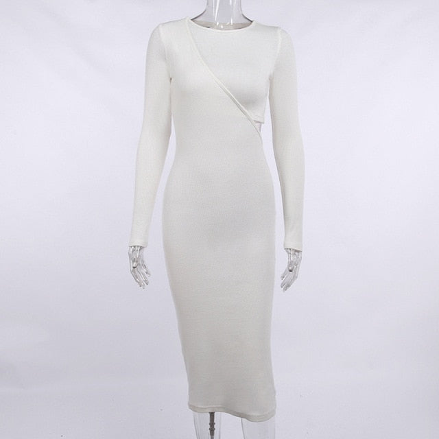 Seychelles Off Shoulder Ribbed Knitted Midi Dress (S-XL)