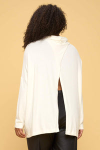 Ivory Plus Size Long Sleeve Criss/Cross Back Pullover