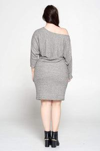 Malika Plus Size Dolman Sleeve Knit Bodycon Dress