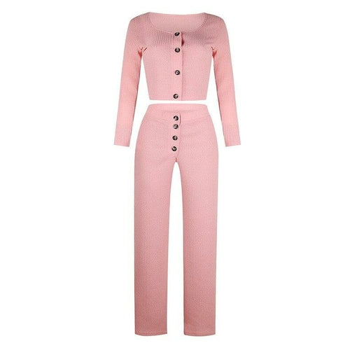 Monifa Two Piece Long Sleeve Crop Top and Pant Set