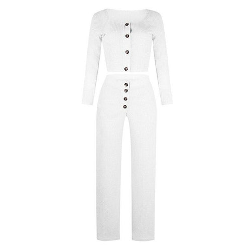 Monifa Two Piece Long Sleeve Crop Top and Pant Set