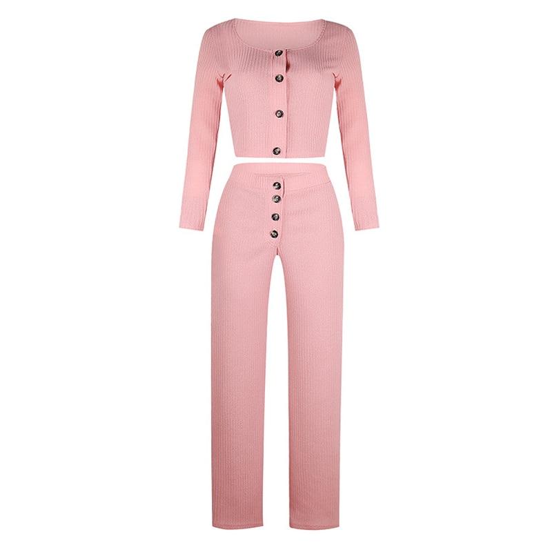 Monifa Two Piece Long Sleeve Crop Top and Pant Set