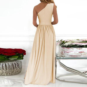 Lotus Skew Collar Long Dress
