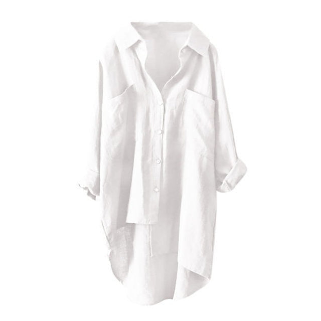 Candice Solid Cotton Linen Blouse