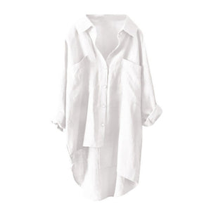 Candice Solid Cotton Linen Blouse