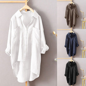Candice Solid Cotton Linen Blouse