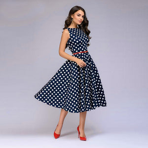 Angel Blue Polka Dot Print Flared Dress