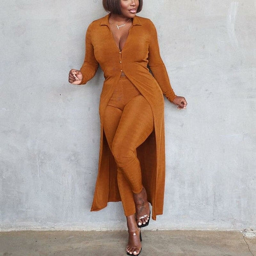 Karina Two Piece Classy Long Sleeve Cardigans & Slim Pants Set