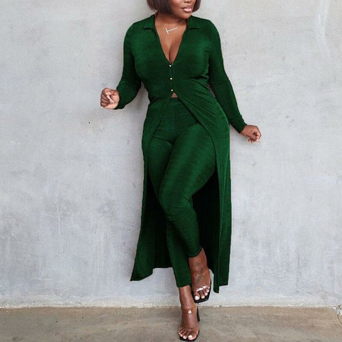 Karina Two Piece Classy Long Sleeve Cardigans & Slim Pants Set