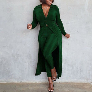 Karina Two Piece Classy Long Sleeve Cardigans & Slim Pants Set